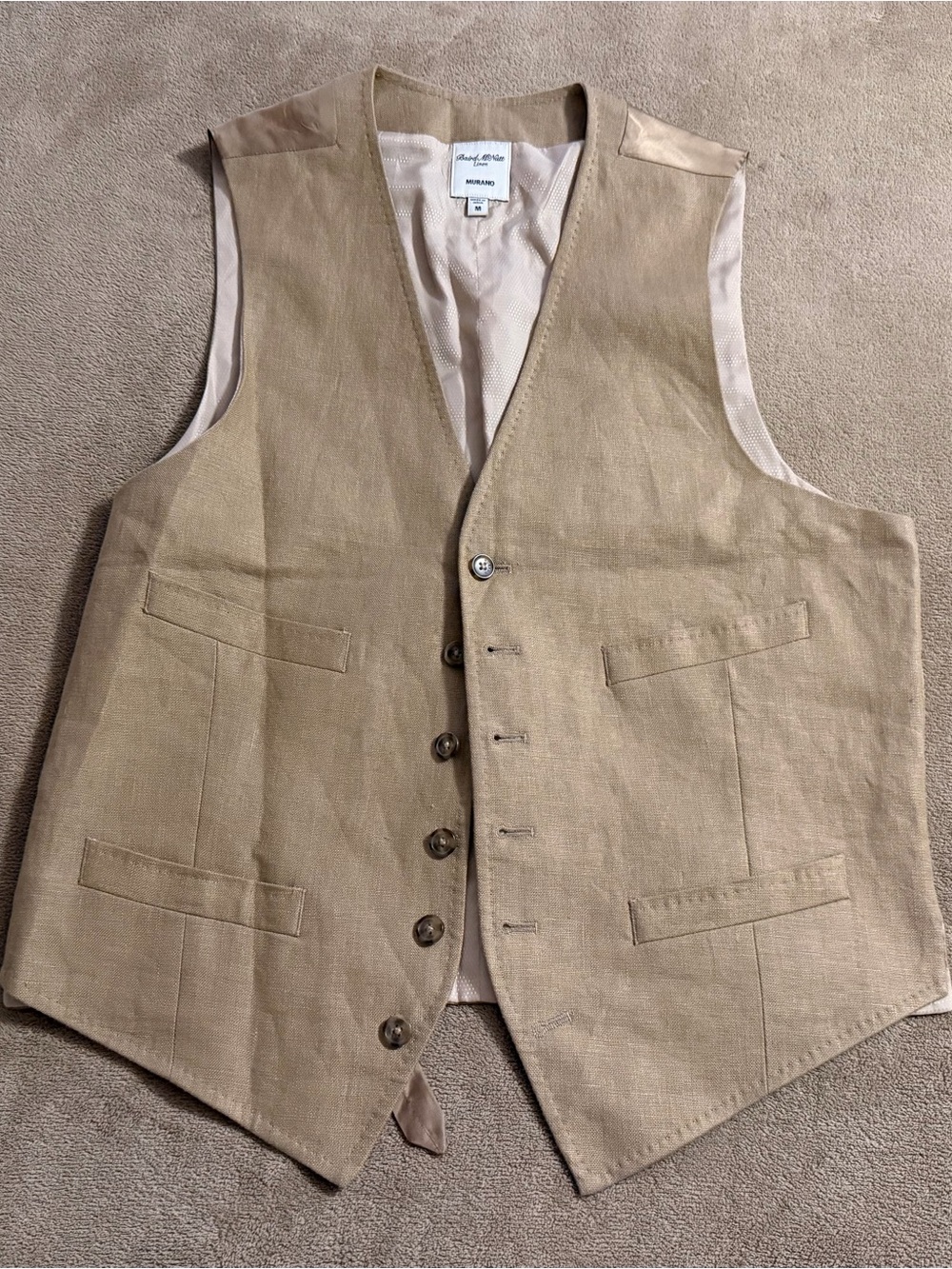 Murano Beige Linen Vest